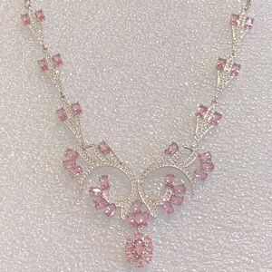 Luxury Pink Sapphire necklace (925 silver)